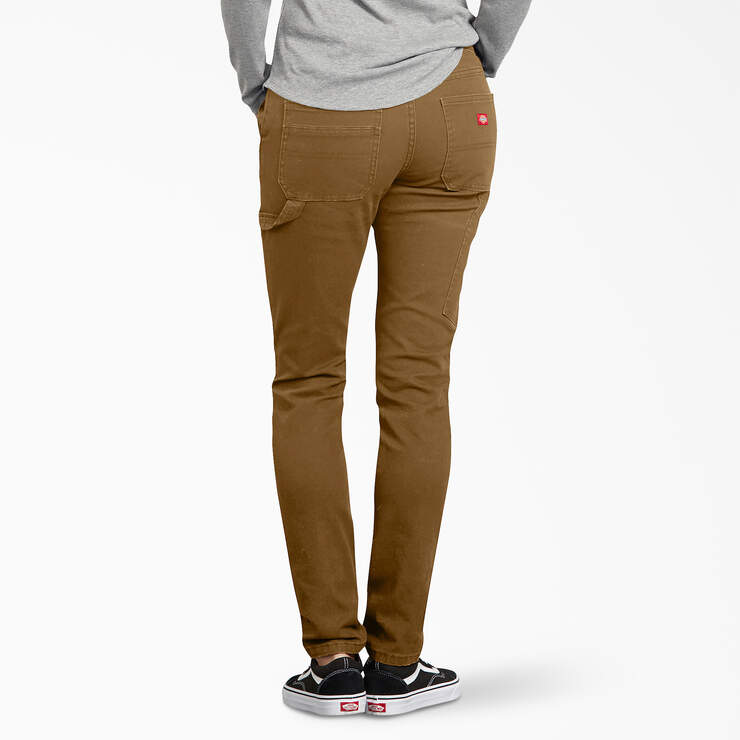 Women's FLEX Slim Fit Duck Carpenter Pants - Rinsed Brown Duck (RBD) image number 2