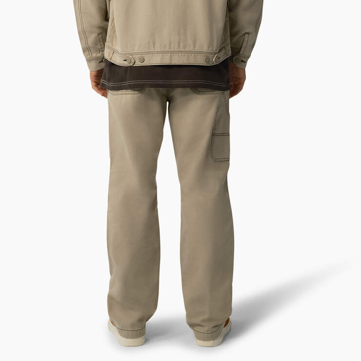 Relaxed Fit Contrast Stitch Double Knee Duck Pants - Stonewashed Desert Sand/Black (SSW) image number 2