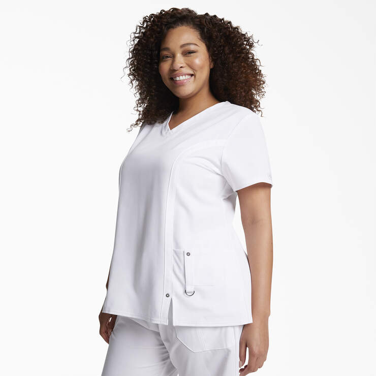 Women's Xtreme Stretch V-Neck Scrub Top - White (DWH) image number 1