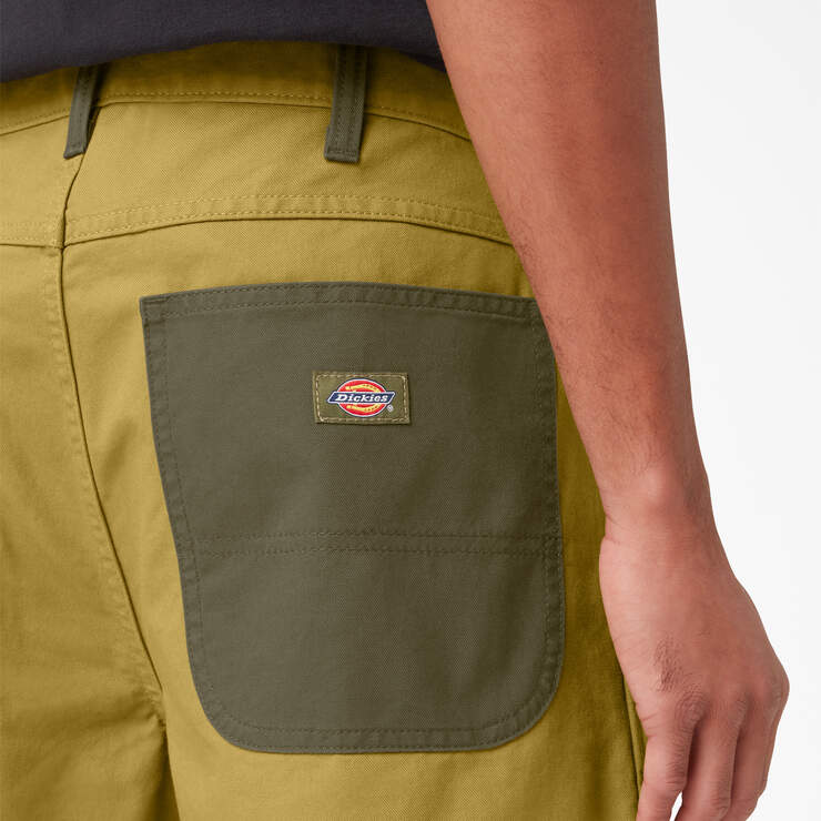 Regular Fit Contrast Chap Front Shorts, 9" - Stonewash Military/Moss Green (S2I) image number 5