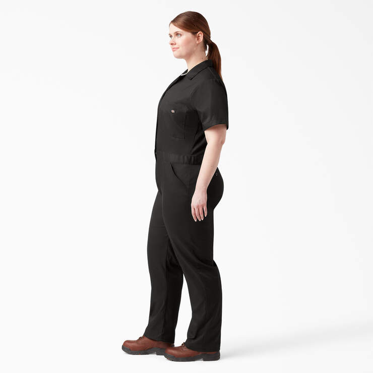 Women's Plus FLEX Cooling Short Sleeve Coveralls - Black (BK) image number 3