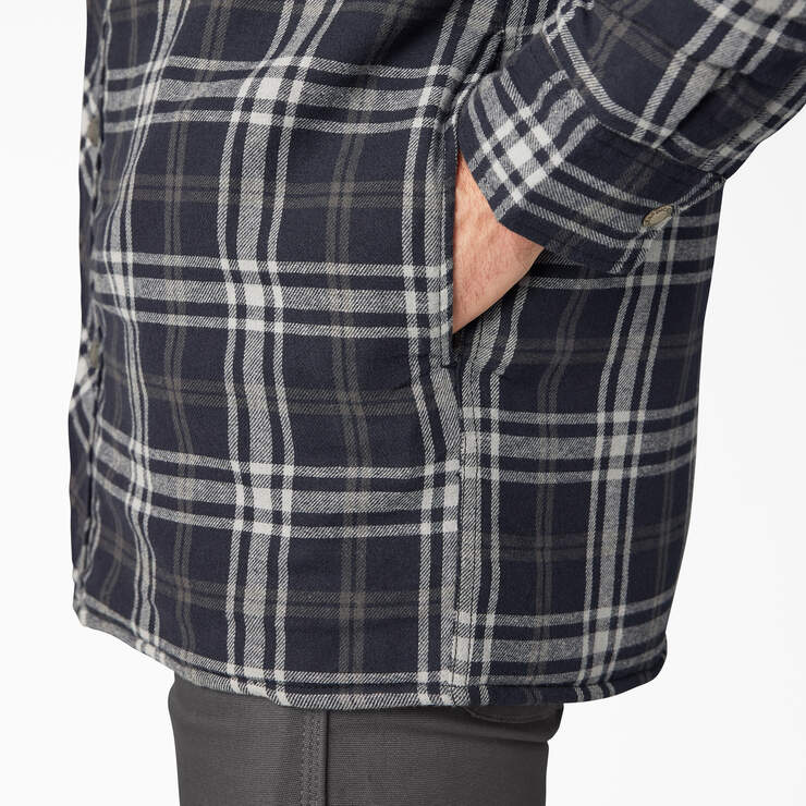 Flannel Hooded Shirt Jacket - Black/Charcoal Plaid (WBC) image number 10