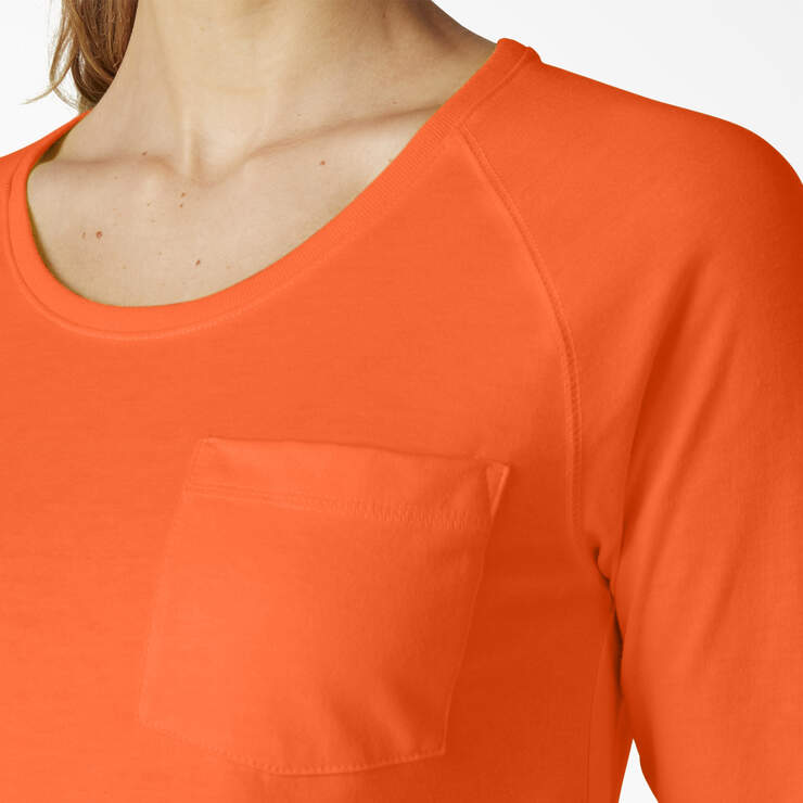 Women's Cooling Long Sleeve Pocket T-Shirt - Bright Orange (BOD) image number 5