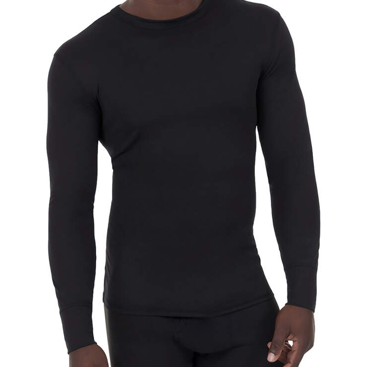 Men's Lightweight Long Johns Thermal Underwear Top - Black (BK) image number 2