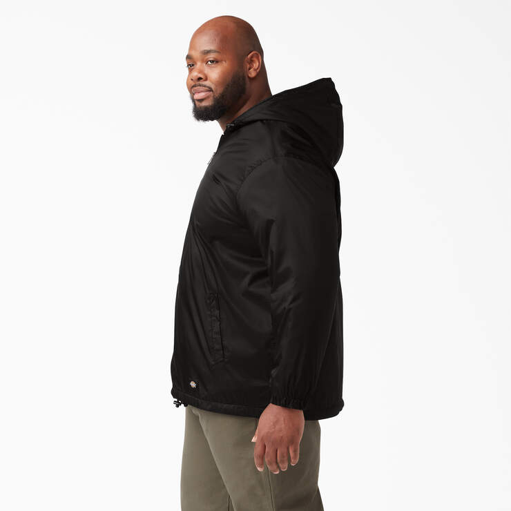 Fleece Lined Nylon Hooded Jacket - Black (BK) image number 7