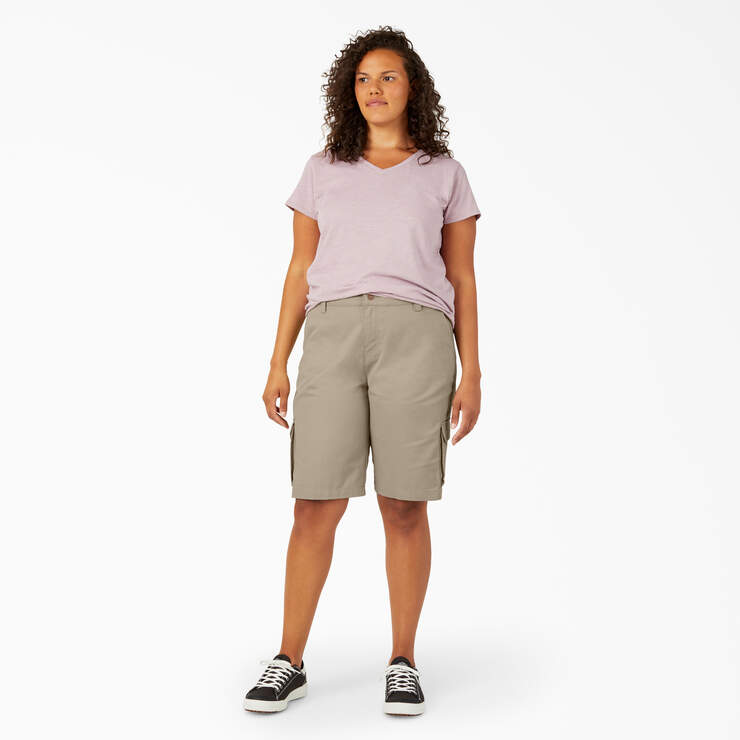 Women's Plus Relaxed Fit Cargo Shorts, 11" - Desert Sand (DS) image number 5