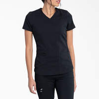 Women's Balance V-Neck Scrub Top with Zip Pocket - Black (BLK)