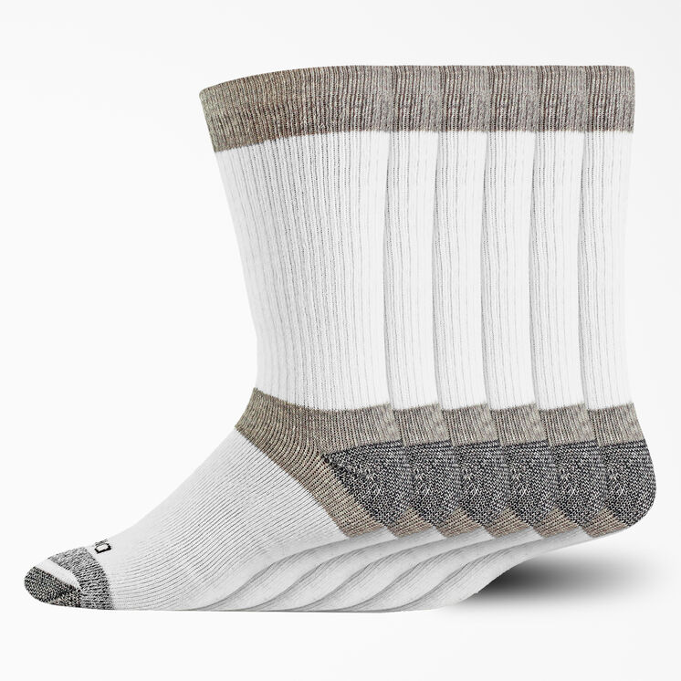 Max Cushion Crew Socks, Size 6-12, 6-Pack - White (WH)