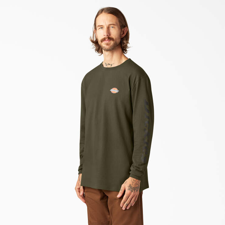 Logo Graphic Long Sleeve T-Shirt - Military Green (ML) image number 3