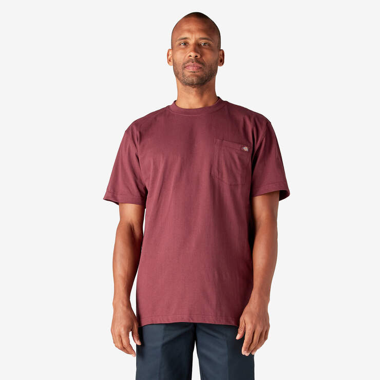 Heavyweight Short Sleeve Pocket T-Shirt - Burgundy (BY) image number 1