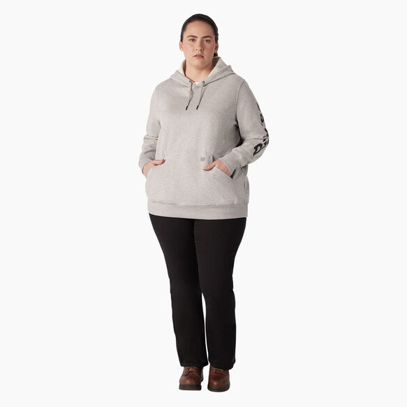 Women&#39;s Plus Heavyweight Logo Sleeve Hoodie - Heather Gray &#40;HG&#41;