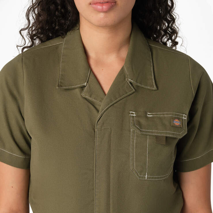 Women's Regular Fit Ripstop Shortalls - Military Green (ML) image number 4
