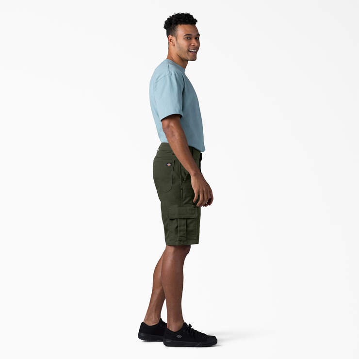 FLEX Relaxed Fit Duck Cargo Shorts, 11" - Stonewashed Olive Green (SOG) image number 6
