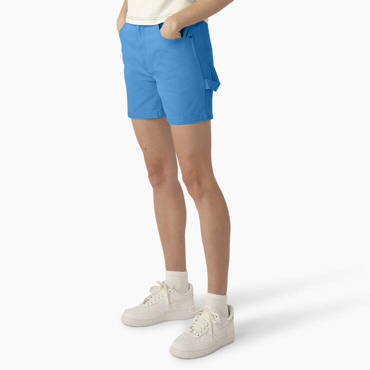 Women's Regular Fit Duck Shorts, 5" - Stonewashed Azure Blue (SWZ) image number 3