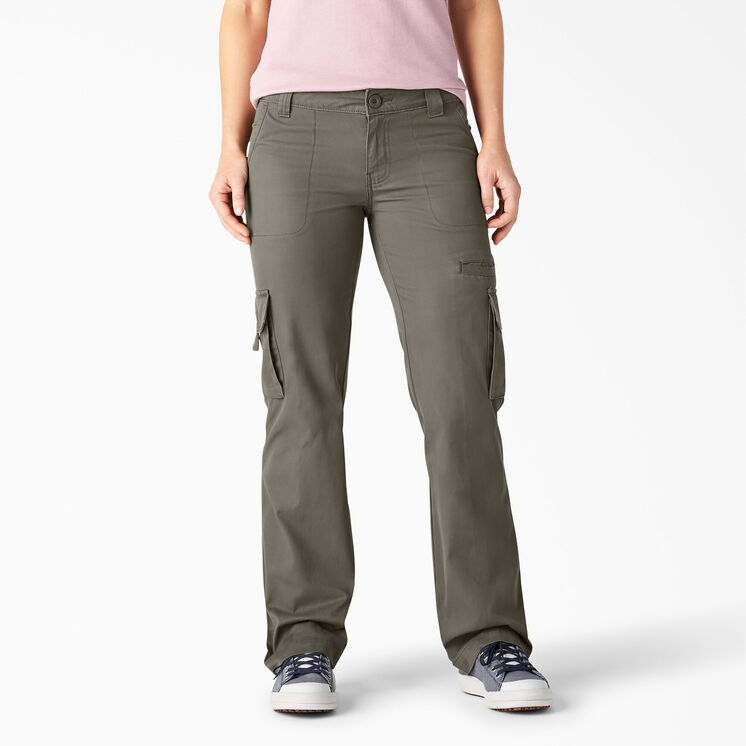 Women's Relaxed Fit Straight Leg Cargo Pants, Rinsed Green Leaf
