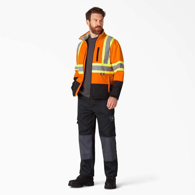 Hi Vis Safety Softshell Jacket - ANSI Orange (AO) image number 4