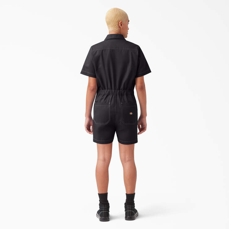Women's Regular Fit Ripstop Shortalls - Rinsed Black (RBKX) image number 2