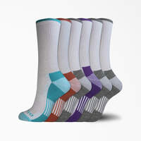 Women's Moisture Control Crew Socks, Size 6-9, 6-Pack - White (WH)