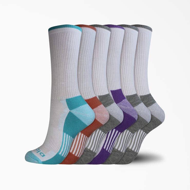 Women's Moisture Control Crew Socks, Size 6-9, 6-Pack - White (WH) image number 1