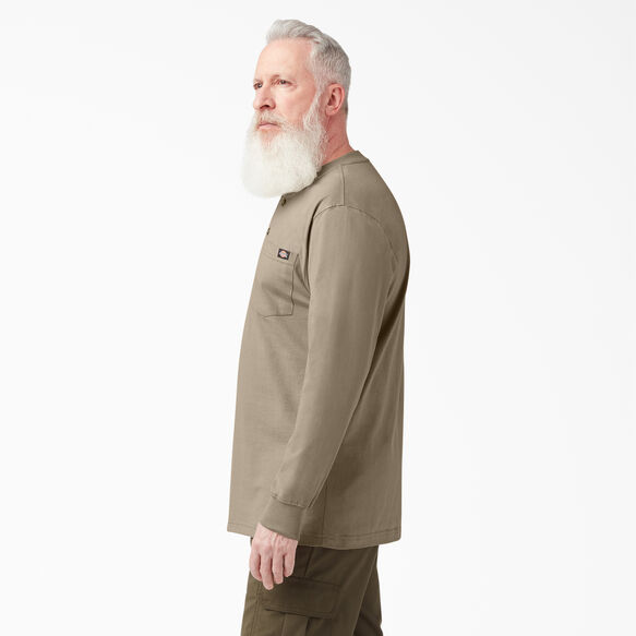 Heavyweight Long Sleeve Henley T-Shirt - Desert Sand &#40;DS&#41;