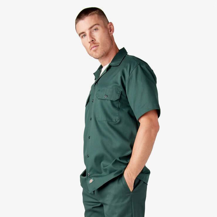 Short Sleeve Work Shirt - Hunter Green (GH) image number 3