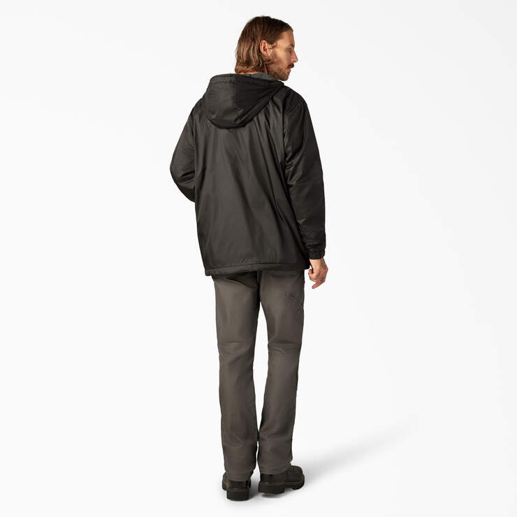 Fleece Lined Nylon Hooded Jacket - Black (BK) image number 9