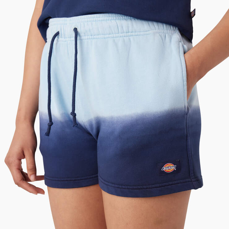 Women's Relaxed Fit Ombre Knit Shorts, 3" - Sky Blue/Ink Navy Dip Dye (SKD) image number 6