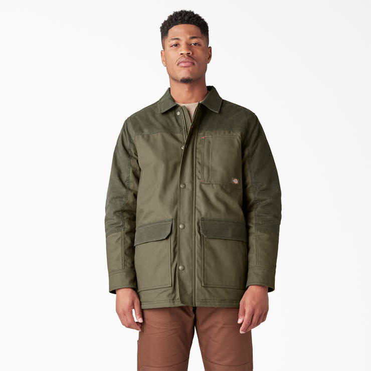 Waxed Canvas Chore Coat - Moss Green (MS) image number 1