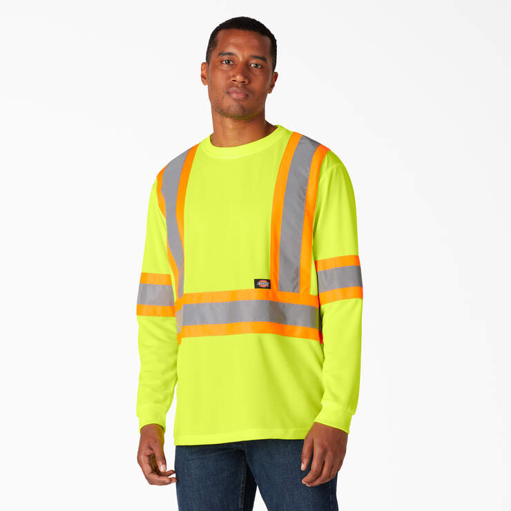 Hi Vis Safety Long Sleeve T-Shirt - ANSI Yellow (AY) image number 1
