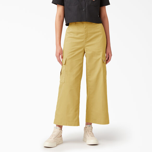 Women&#39;s Twill Cropped Cargo Pants - Stonewashed Dark Khaki &#40;S2K&#41;