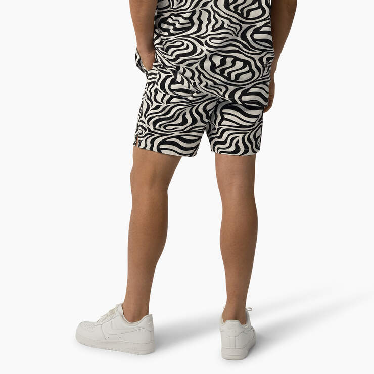 Zebra Print Modern Fit Drawstring Shorts, 6" - Black/White (BKWH) image number 2