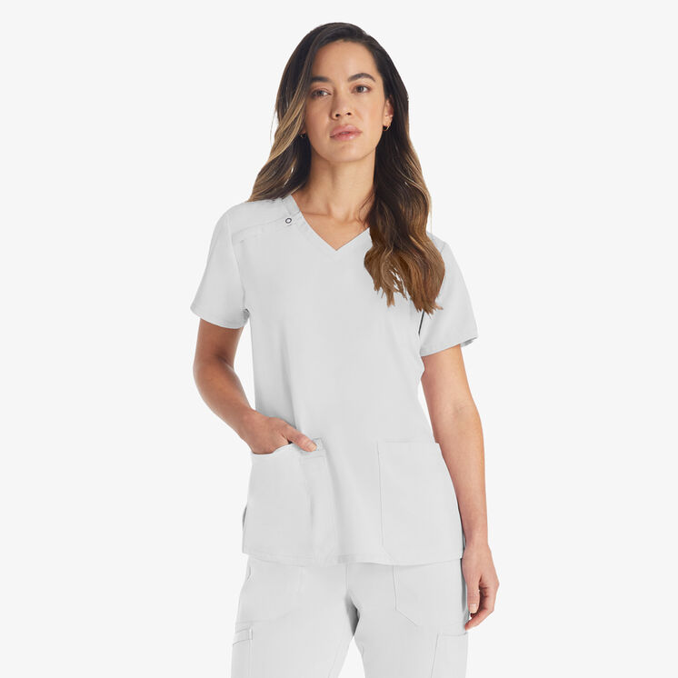 Women&#39;s EDS Essentials V-Neck Scrub Top - White &#40;DWH&#41;