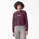 Women&#39;s Script Logo Long Sleeve Cropped T-Shirt - Grape Wine &#40;GW9&#41;