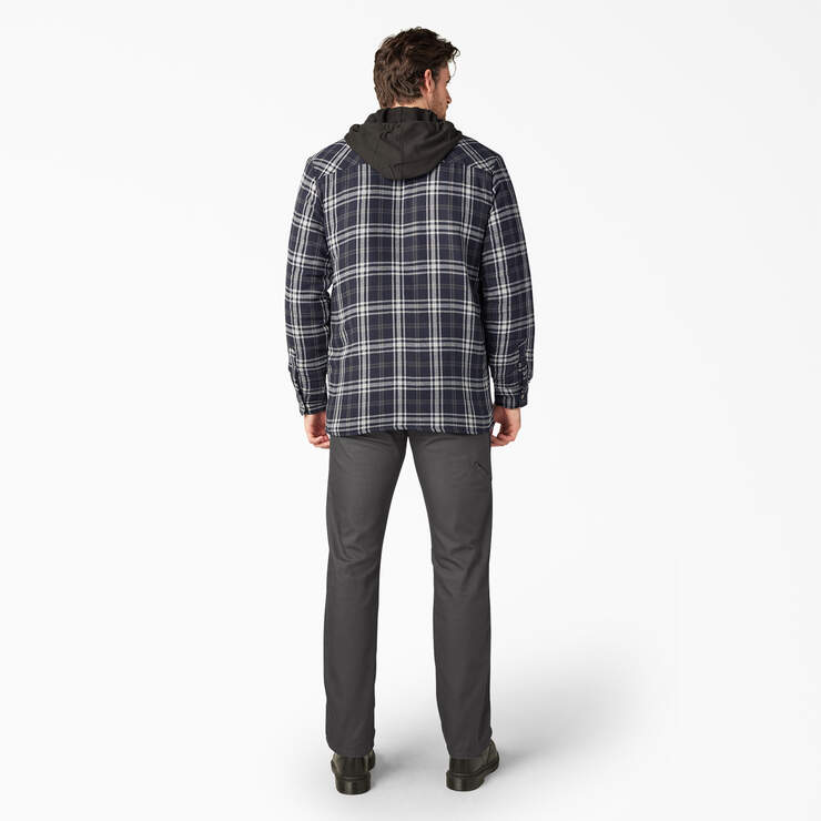 Flannel Hooded Shirt Jacket - Black/Charcoal Plaid (WBC) image number 5