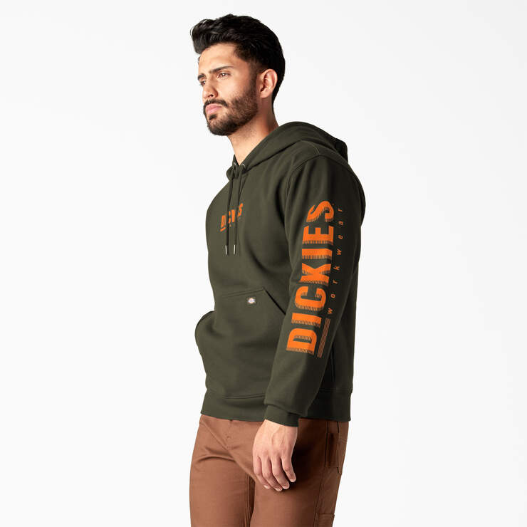 Water Repellent Workwear Graphic Hoodie - Moss Green (MS) image number 3