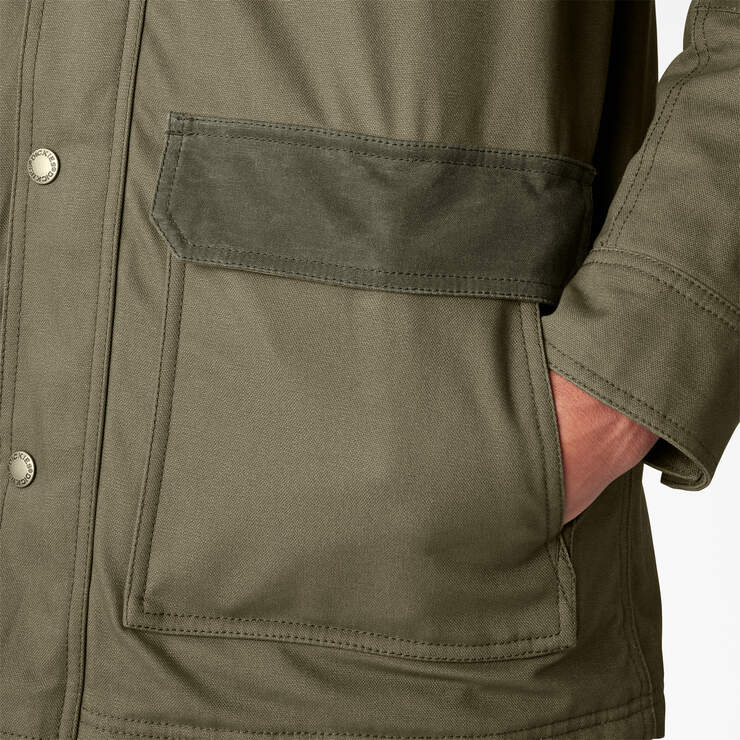 Waxed Canvas Chore Coat - Moss Green (MS) image number 9