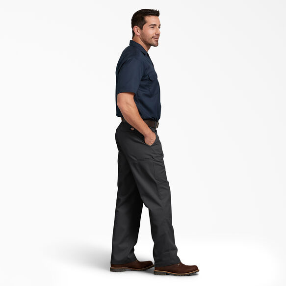 Relaxed Fit Straight Leg Double Knee Work Pants - Black &#40;BK&#41;