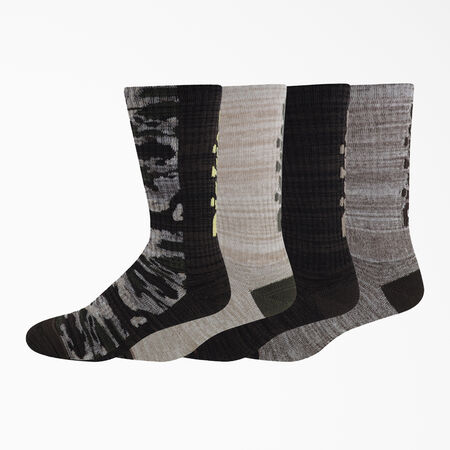 Logo Camo Crew Socks, Size 6-12, 4-Pack - Brown Black Camo &#40;BBC&#41;