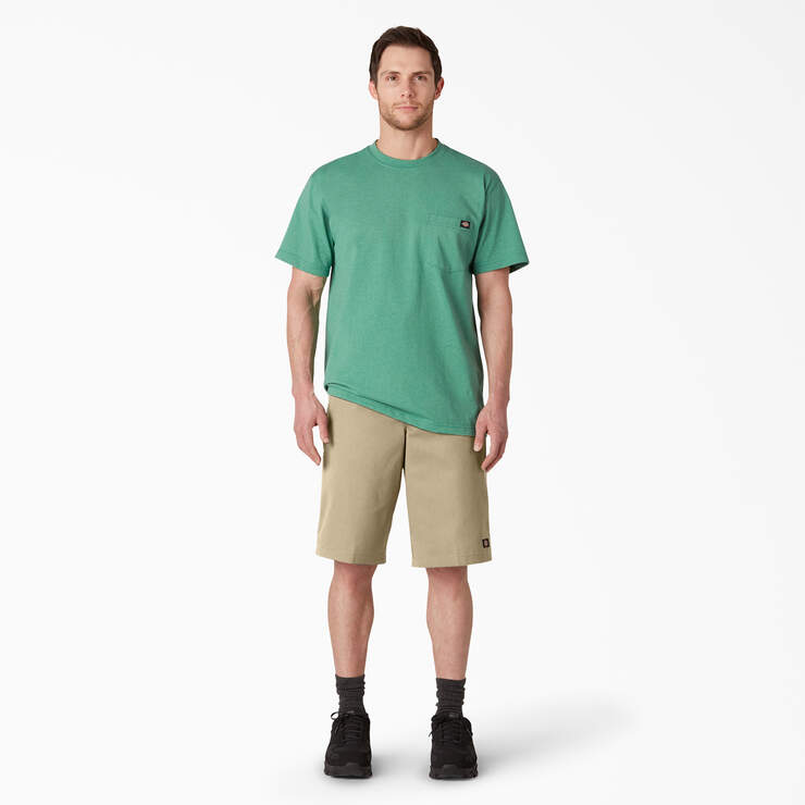 Loose Fit Flat Front Work Shorts, 13" - Khaki (KH) image number 7