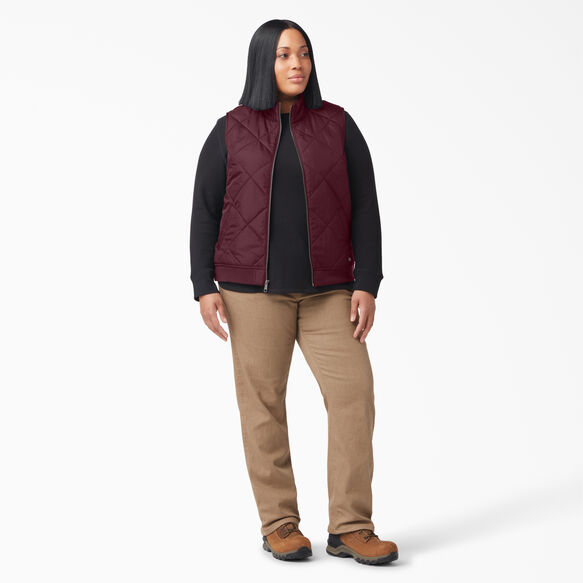 Women&rsquo;s Plus Quilted Vest - Burgundy &#40;BY&#41;