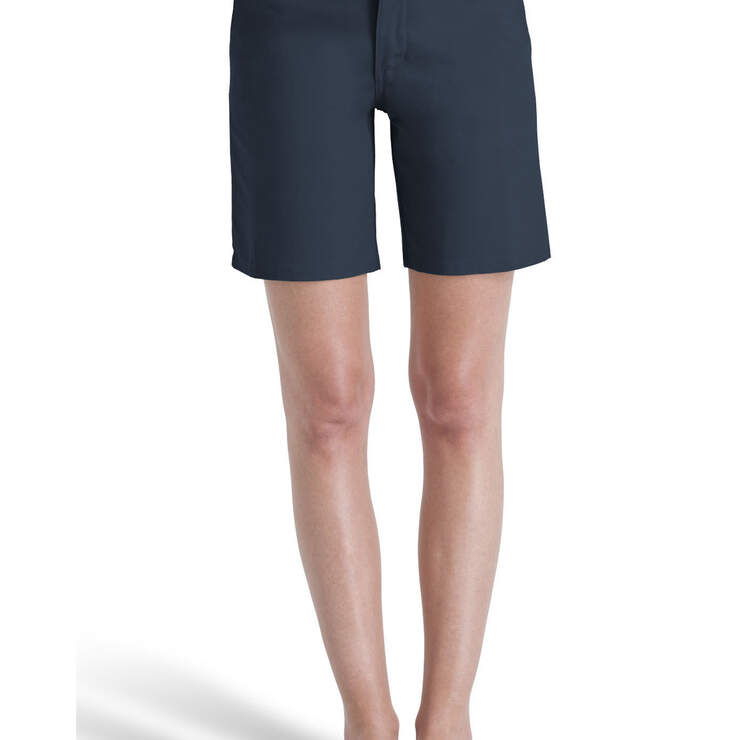 Dickies Girl Juniors' 8" 4-Pocket Shorts - Navy Blue (NVY) image number 1
