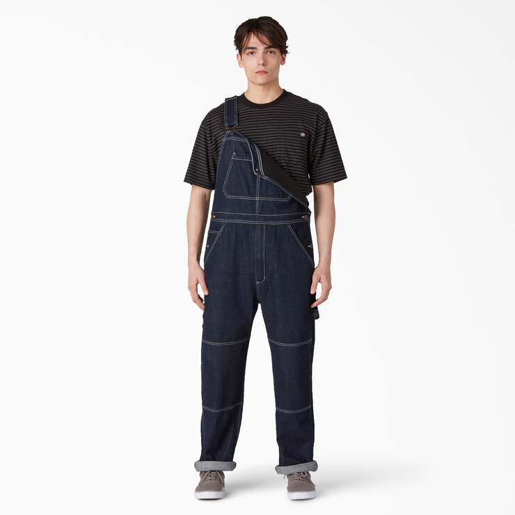 Rinsed Denim Double Knee Bib Overalls - Rinsed Indigo Blue (RNB) image number 1