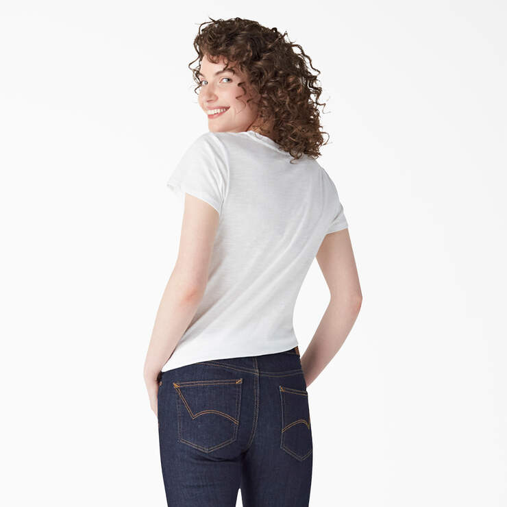 Women's Short Sleeve V-Neck T-Shirt - White (WH) image number 2
