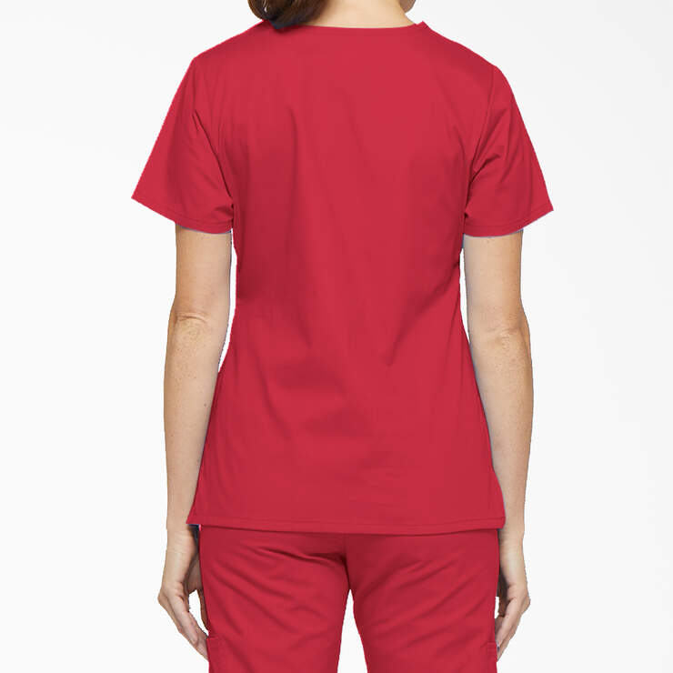 Women's EDS Signature Mock Wrap Scrub Top - Red (RD) image number 2