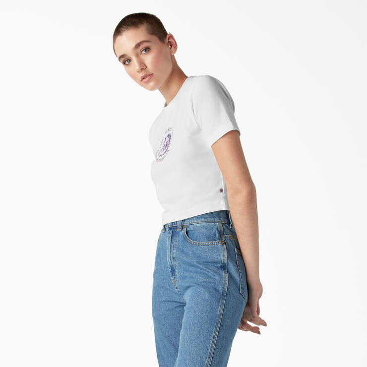 Women's Garden Plain Cropped T-Shirt - White (WH) image number 3