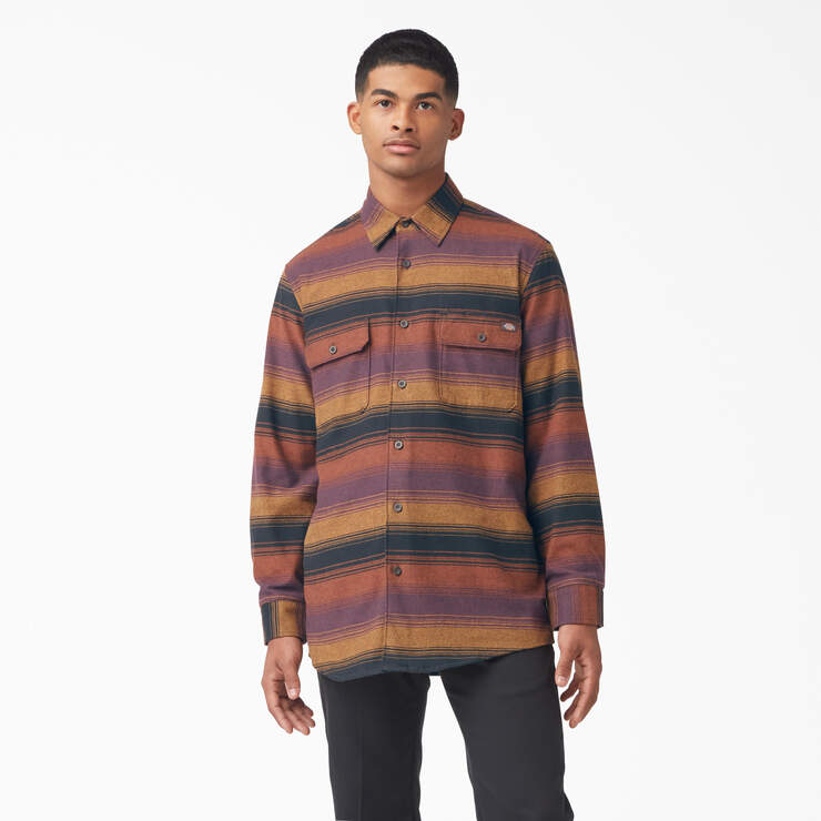 Long Sleeve Flannel Shirt - Wine Blanket Stripe (WSC) image number 1