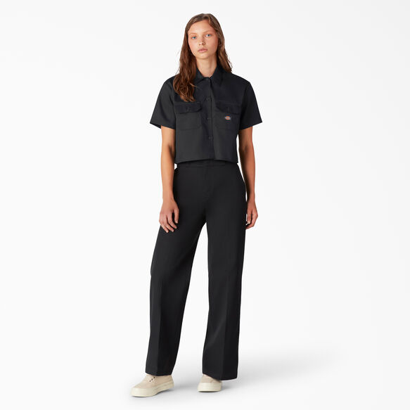 Women&#39;s Cropped Work Shirt - Black &#40;BK&#41;