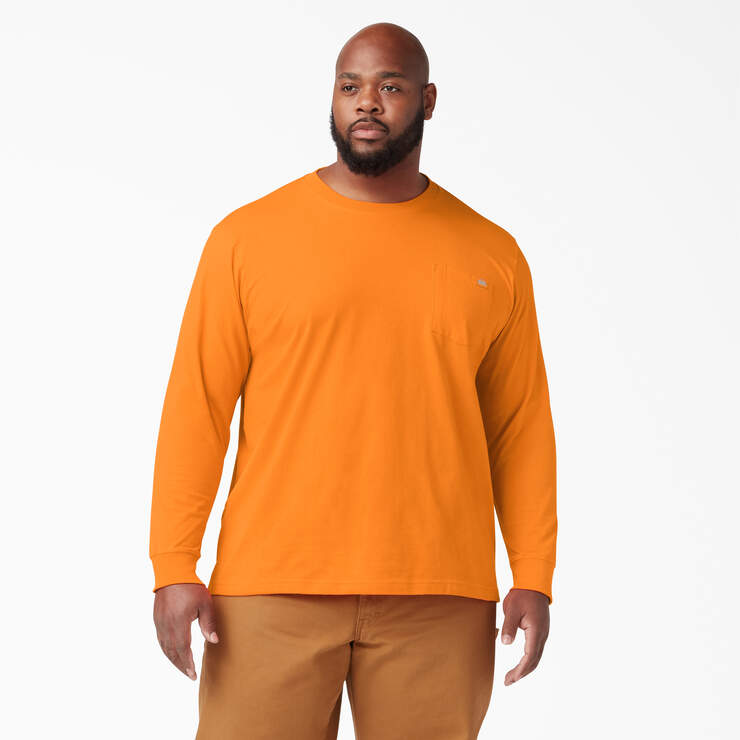 Heavyweight Long Sleeve Pocket T-Shirt - Orange (OR) image number 4