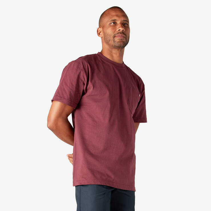 Heavyweight Short Sleeve Pocket T-Shirt - Burgundy (BY) image number 4
