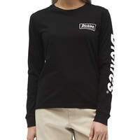 Dickies Girl Juniors' Logo Long Sleeve T-Shirt - Black/White (BKW)